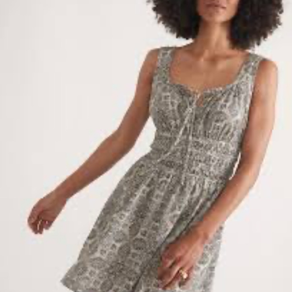 Marine Layer Gray Ruched Smocked Sundress